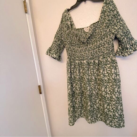 Just Found green floral dress smocked boho summer square neck romantic plus 2X - Picture 3 of 11